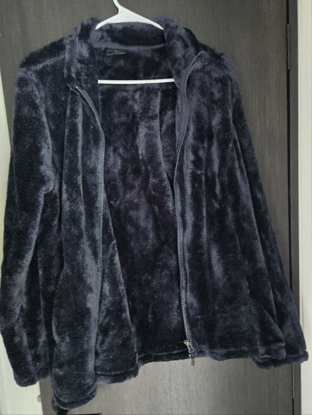 32 Degrees Plush Zip-Up Teddy Jacket - Black